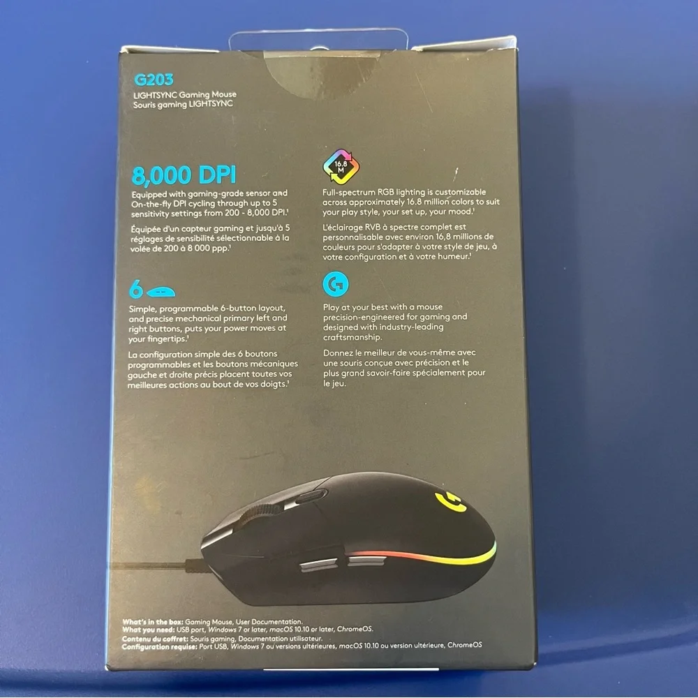 Logitech -G203 LIGHTSYNC Wired Optical Gaming Mouse with 8,000 DPI sensor -Black